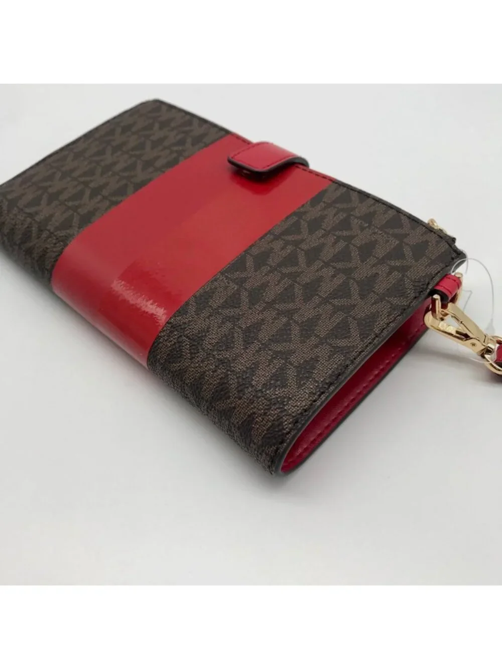 Michael Kors Logo Jet Set Crimson Double Zip Wristlet